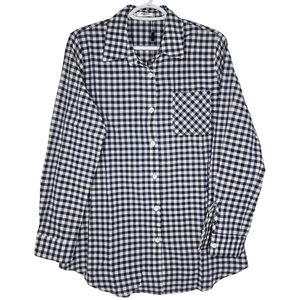Zeagoo Womens Navy Blue Gingham Plaid Button Up Shirt Size Medium
